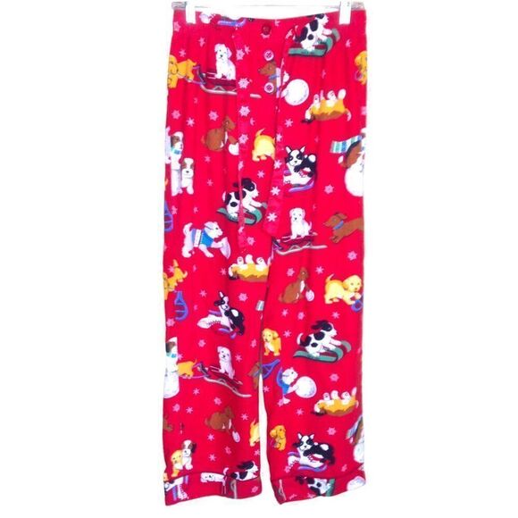 Nick & Nora Flannel Puppy Dog Pajamas Red Small (Note) - Picture 2 of 6